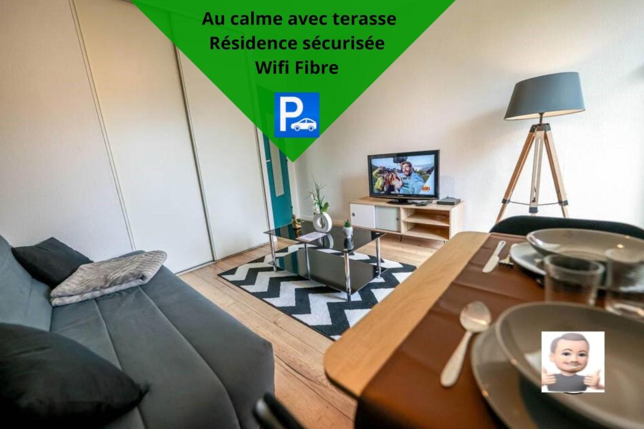 شقة Le Petit Park-Studio-Terrasse- Piscine-Wifi Fibre بو المظهر الخارجي الصورة